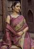Wine Purple Floral Printed Soft Silk Saree