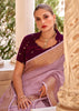 Lilac Purple Woven Banarasi Linen Silk Saree with Velvet Blouse