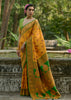 Daffodil Yellow Woven Kashmiri Jamewar Silk Saree