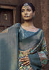 Coral Blue Floral Printed Soft Silk Saree