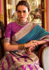 Peacock Blue Banarasi Soft Silk Saree