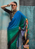 Multicolor Shaded Satin Crepe Printed Silk Saree