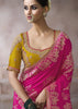 “Exclusive Offer” : Rich Pink Banarasi Designer Saree With Embroidered Blouse