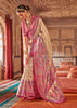Pink And Beige Printed Kashmiri Jamewar Saree
