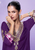 Dark Purple A-Line Embroidered Kurta
