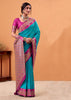 Horizon Blue Banarasi Satin Silk Saree