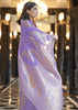 LILAC PURPLE WOVEN BANARASI LINEN SILK SAREE (6938607255745)