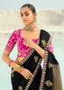 Black Woven Banarasi Embroidered Organza Satin Silk Saree