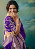 Purple Woven Embroidered Banarasi Silk Saree