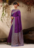 Deep Purple Woven Kanjivaram Silk Saree