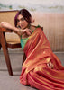 Sunset Orange Woven Tissue Silk Saree