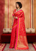 Cherry Red Woven Banarasi Silk Saree