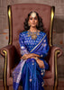 Mazarine Blue Banarasi Satin Silk Saree With Brocade Blouse