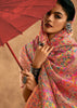 Blush Peach Woven Kashmiri Jamewar Silk Saree