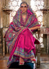 Hot Pink Printed Kashmiri Jamewar Saree