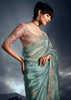 Aquamarine Blue Designer Silk Saree