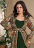 Dark Green Shrug Style Anarkali with Embroidered Work
