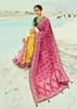 Yellow & Pink Woven Georgette Bandhej Designer Saree