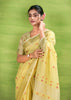 Pastel Yellow Woven Linen Silk Saree