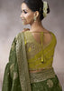 “Exclusive Offer” : Mehndi Green Banarasi Designer Saree With Embroidered Blouse