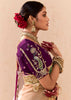 Beige And Purple Heavy Embroidered Designer Silk Saree