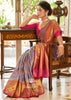 Mayuri: Kanjivaram Leheriya Saree Featuring Majestic Peacocks In Shades of Purple and Red (7704220827841)