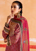 Faded Red Embroidered Suit Set With Digital Print