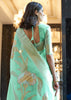 MINT GREEN WOVEN BANARASI LINEN SILK SAREE (6938615742657)