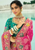Magenta Pink Woven Georgette Bandhej Designer Saree