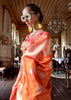 Blazing Orange Dual Tone Woven Banarasi Silk Saree