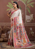 Premium White Woven Cotton Kashmiri Jamewar Saree