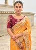 Marigold Yellow Woven Banarasi Designer Silk Saree With Embroidered Blouse