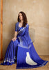 Mazarine Blue Printed Satin Silk Saree