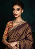 Coffee Brown Designer Tissue Silk Saree With Printed Blouse