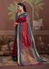 Amarican Red Woven Banarasi Tussar Silk Saree