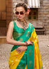 Yellow And Green Banarasi Satin Silk Saree