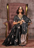 Phantom Black Banarasi Satin Silk Saree With Brocade Blouse