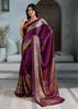 Berry Purple Printed Satin Silk Saree