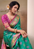Teal Green Woven Patola Silk Saree