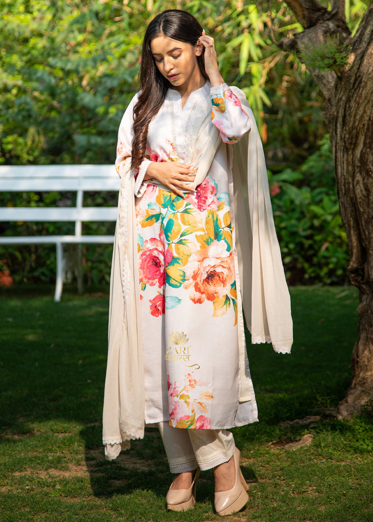 Ivory Bloom Printed Suit (10702833582273)