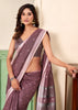 Mauve Purple Woven Linen Silk Saree