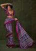 Gloxinia Purple Printed Satin Crepe Silk Saree