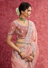 Peach Embroidered Designer Silk Saree