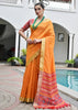 Orange Woven Silk Saree With Patola Pallu