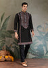 Phantom Black Embroidered Stitched Kurta Set