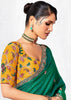 Alpine Green Embroidered Designer Silk Saree