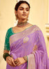 Lavender Purple Woven Banarasi Designer Silk Saree With Embroidered Blouse