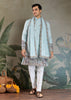 Sky Blue Sequence Embroidered Cotton Kurta With Dupatta