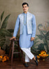 Light Blue Plain Kurta with Jacquard Jacket