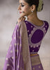 “Exclusive Offer” : Dusky Purple Banarasi Designer Saree With Embroidered Blouse